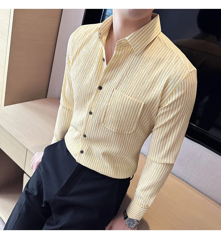 Camisa fashion social masculina amarela