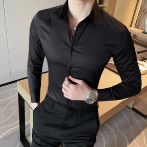 Camisa Social Masculina Social Slim Fit Benjamin - Preto